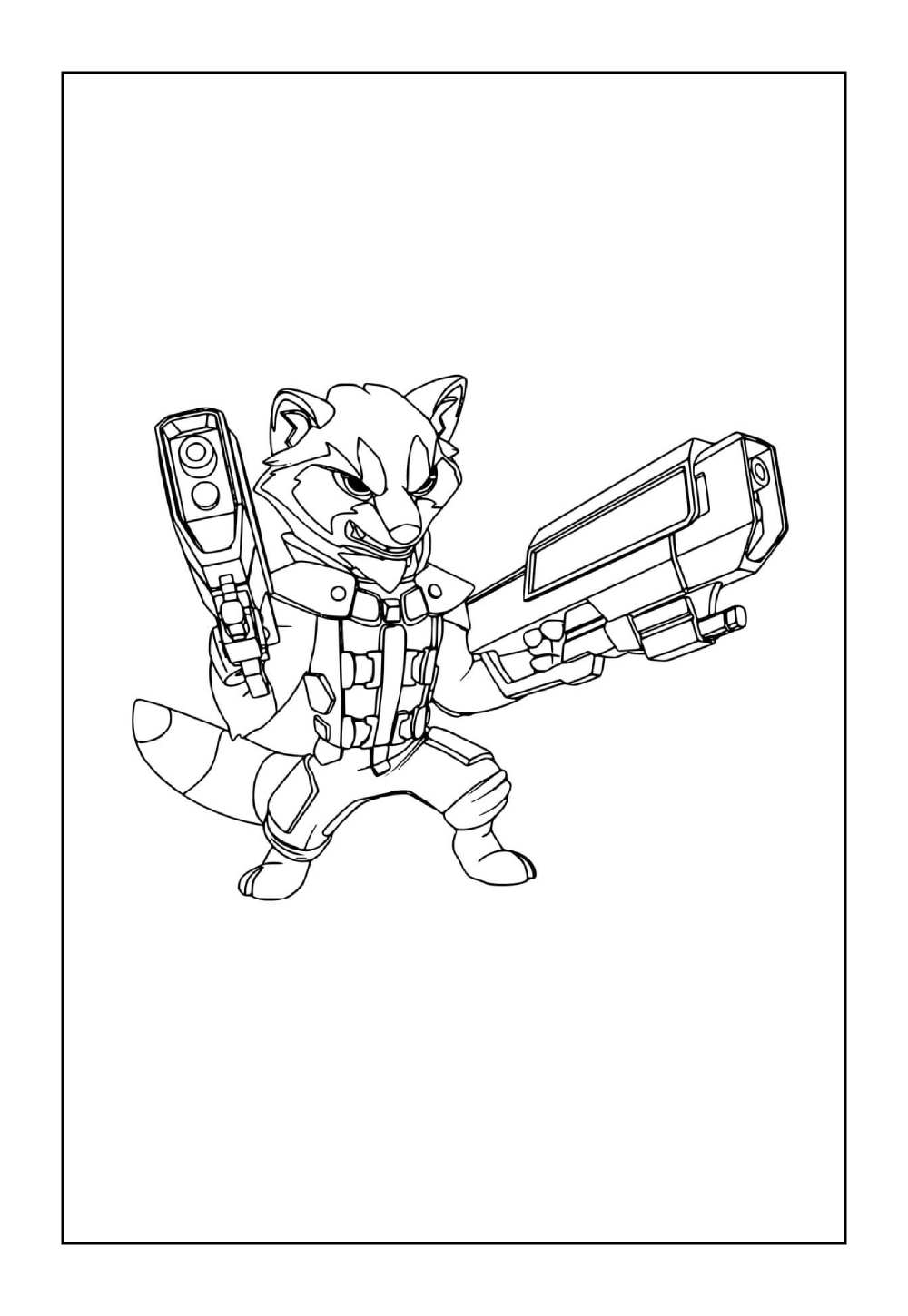 Desenho do Rocket Raccoon dos Guardiões da Galáxia para colorir
