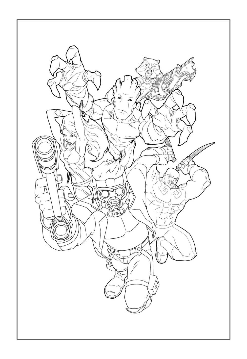 Desenho dos Guardiões da Galáxia para colorir