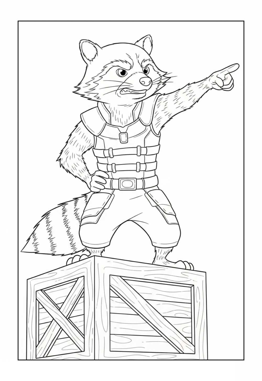 Desenho do Rocket Raccoon dos Guardiões da Galáxia para pintar