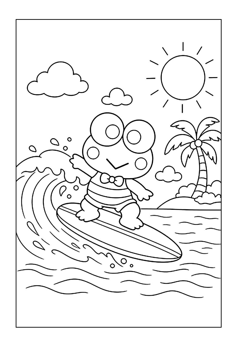 Desenho de Keroppi para colorir - Surf