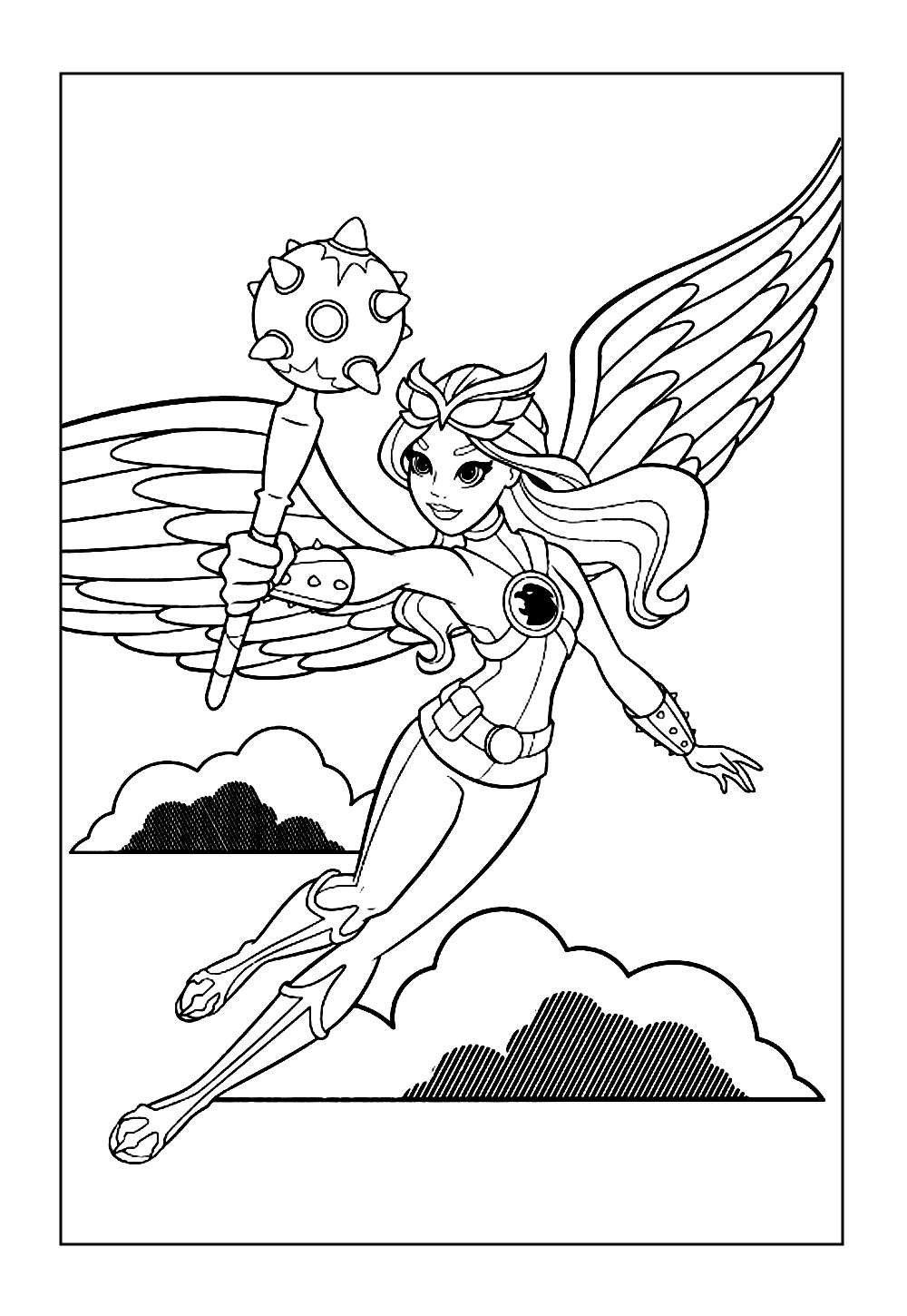 Mulher-Gavião para colorir e pintar