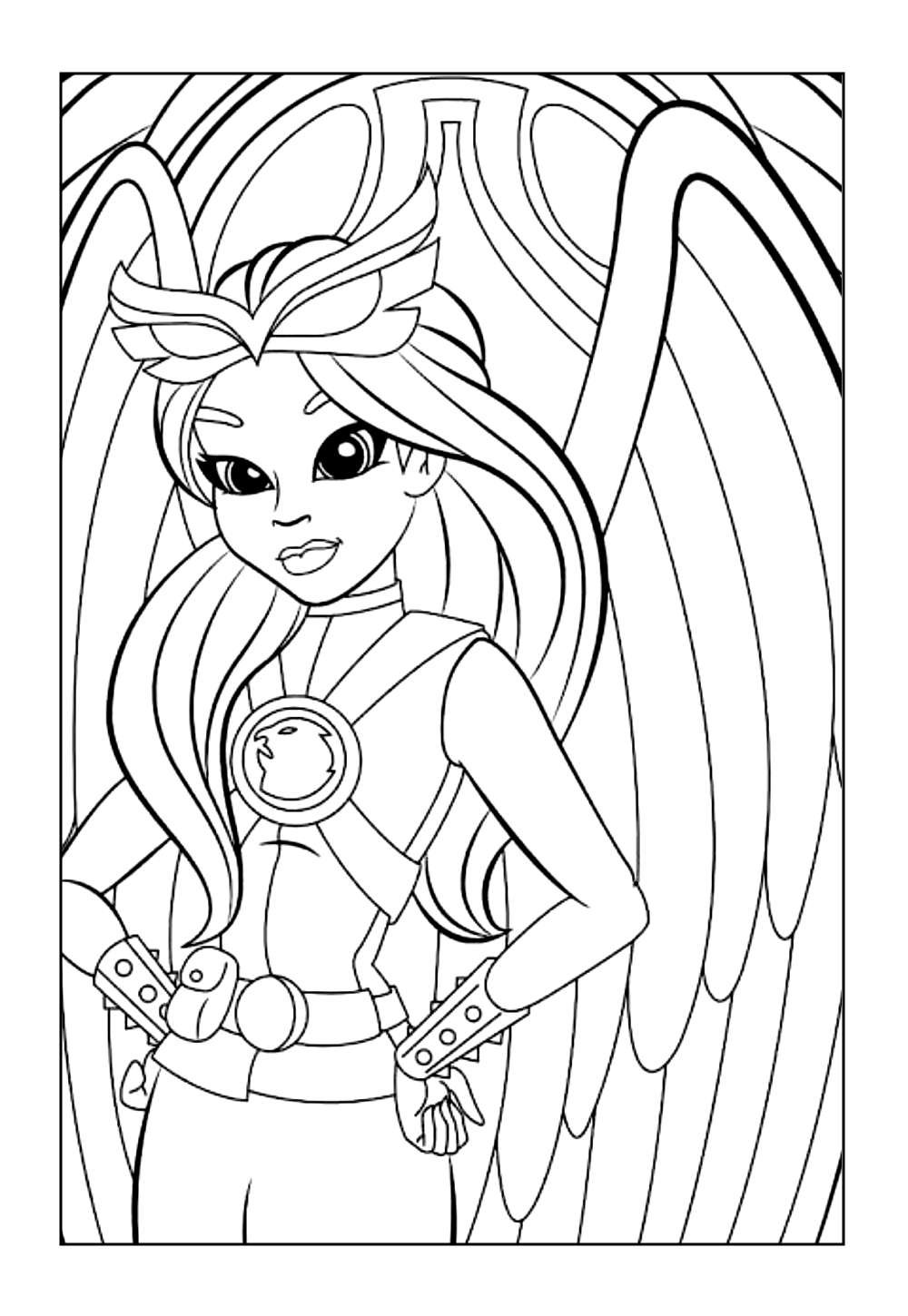 Desenho da Mulher-Gavião para pintar