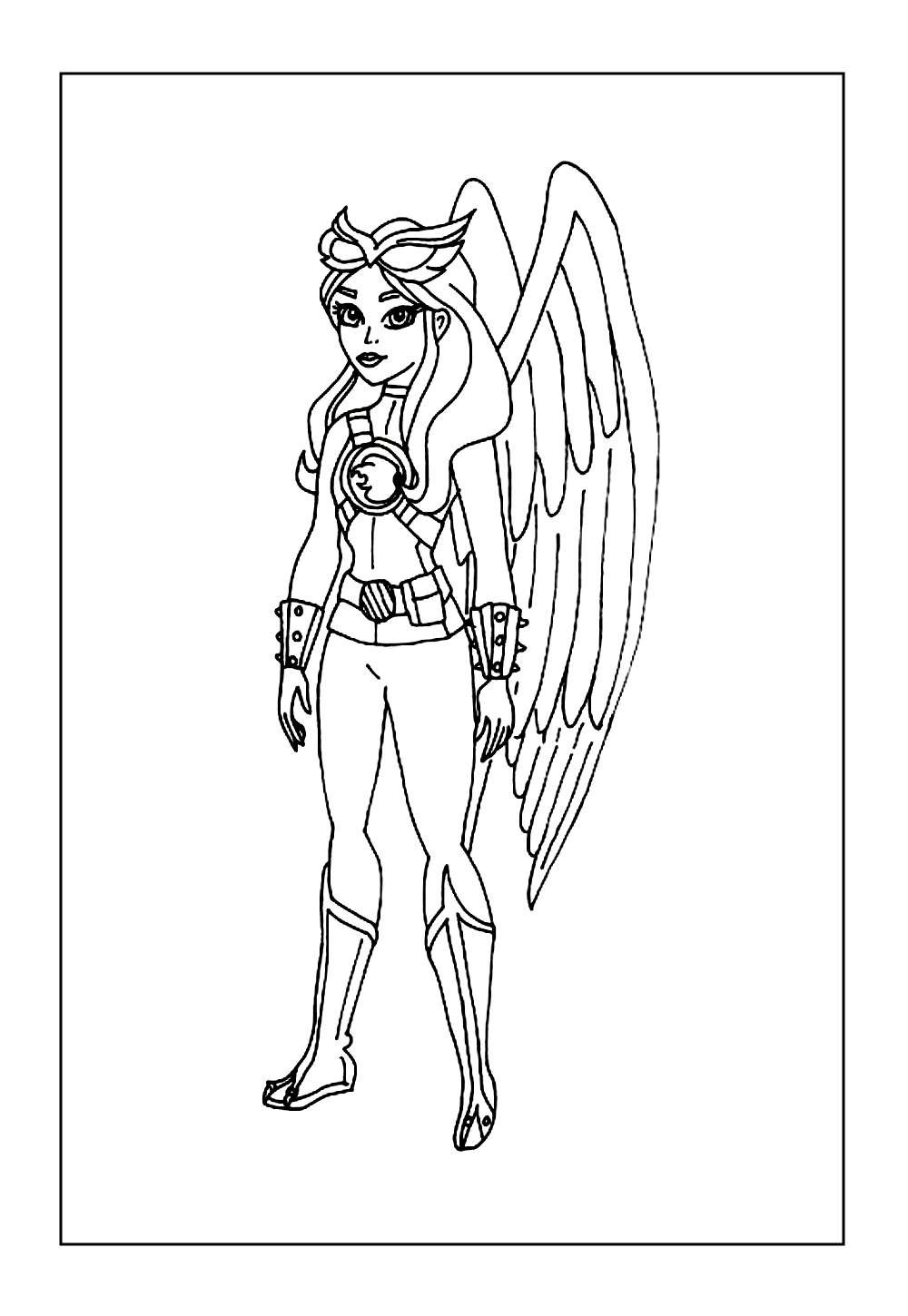 Desenho da Mulher-Gavião para colorir