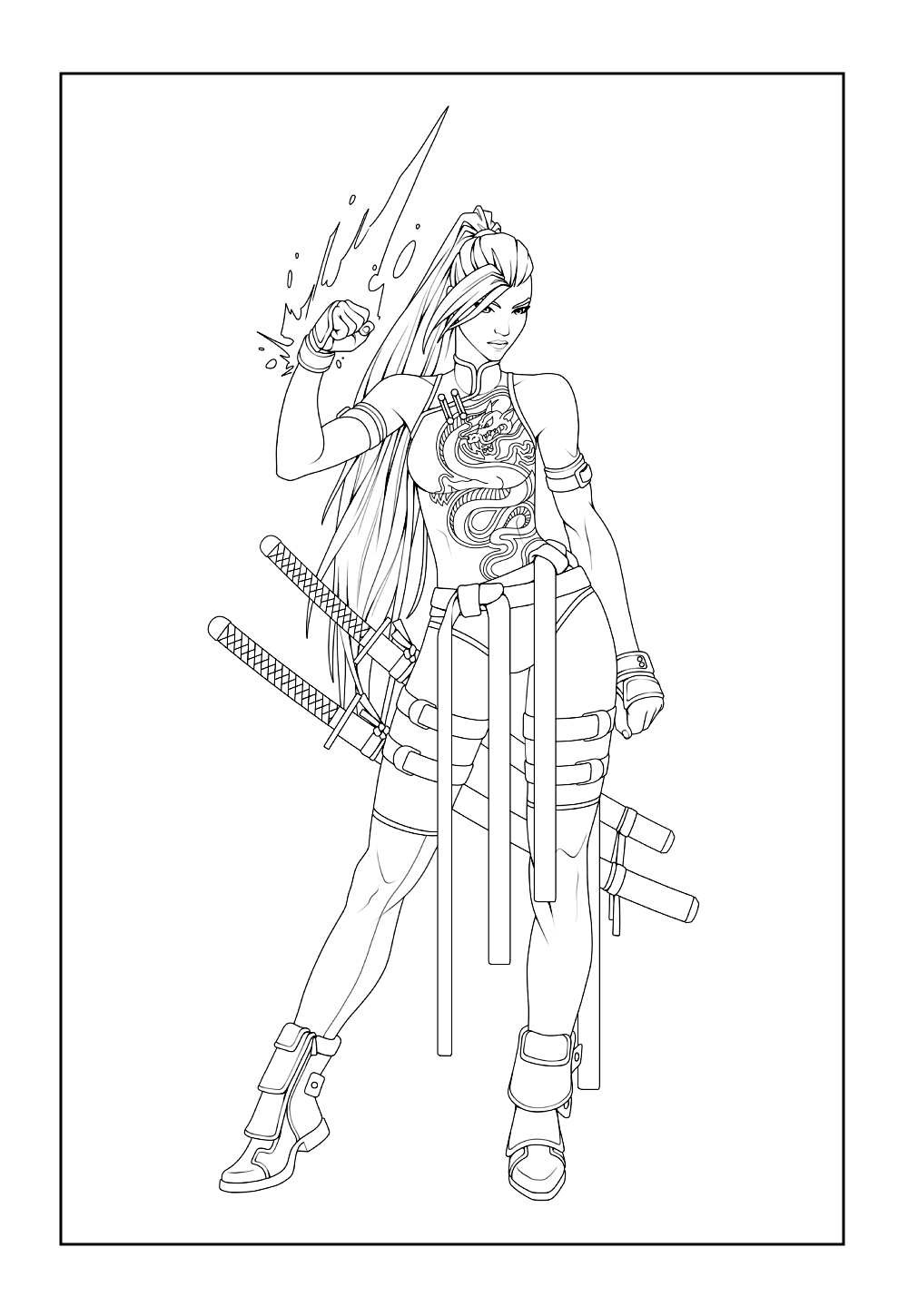 Desenho da Psylocke para colorir