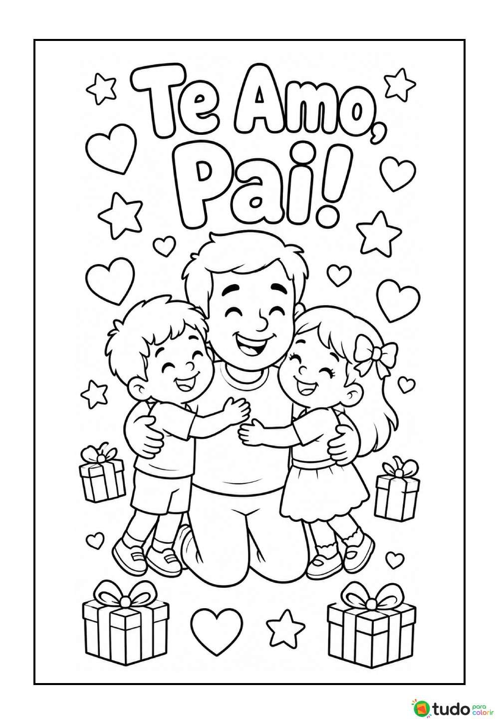 Desenho de Dia dos Pais para pintar
