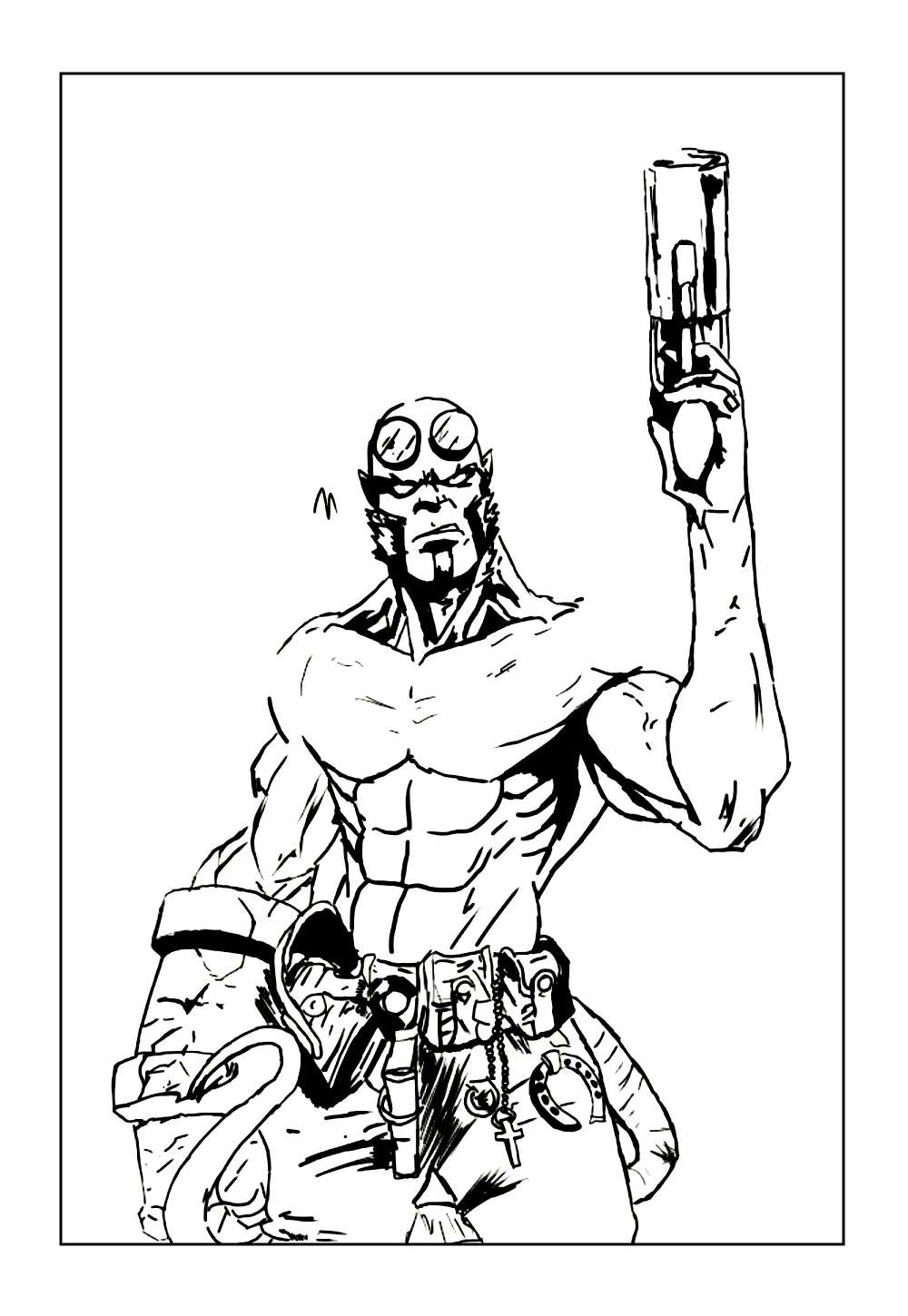 Desenho para Colorir do Hellboy