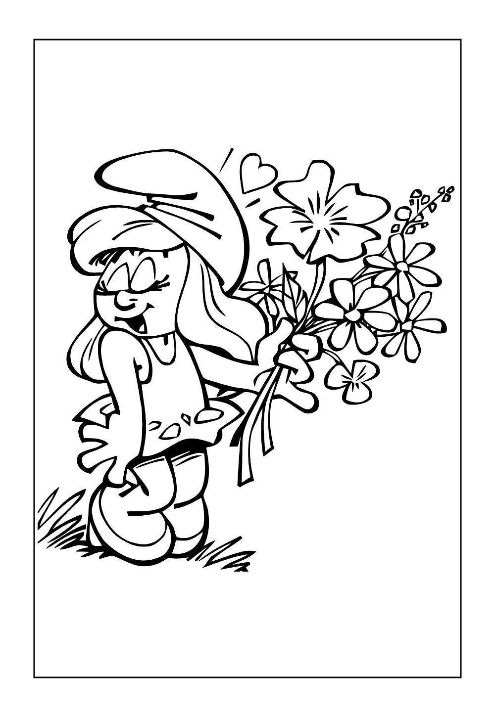 Desenho da Smurfette para colorir