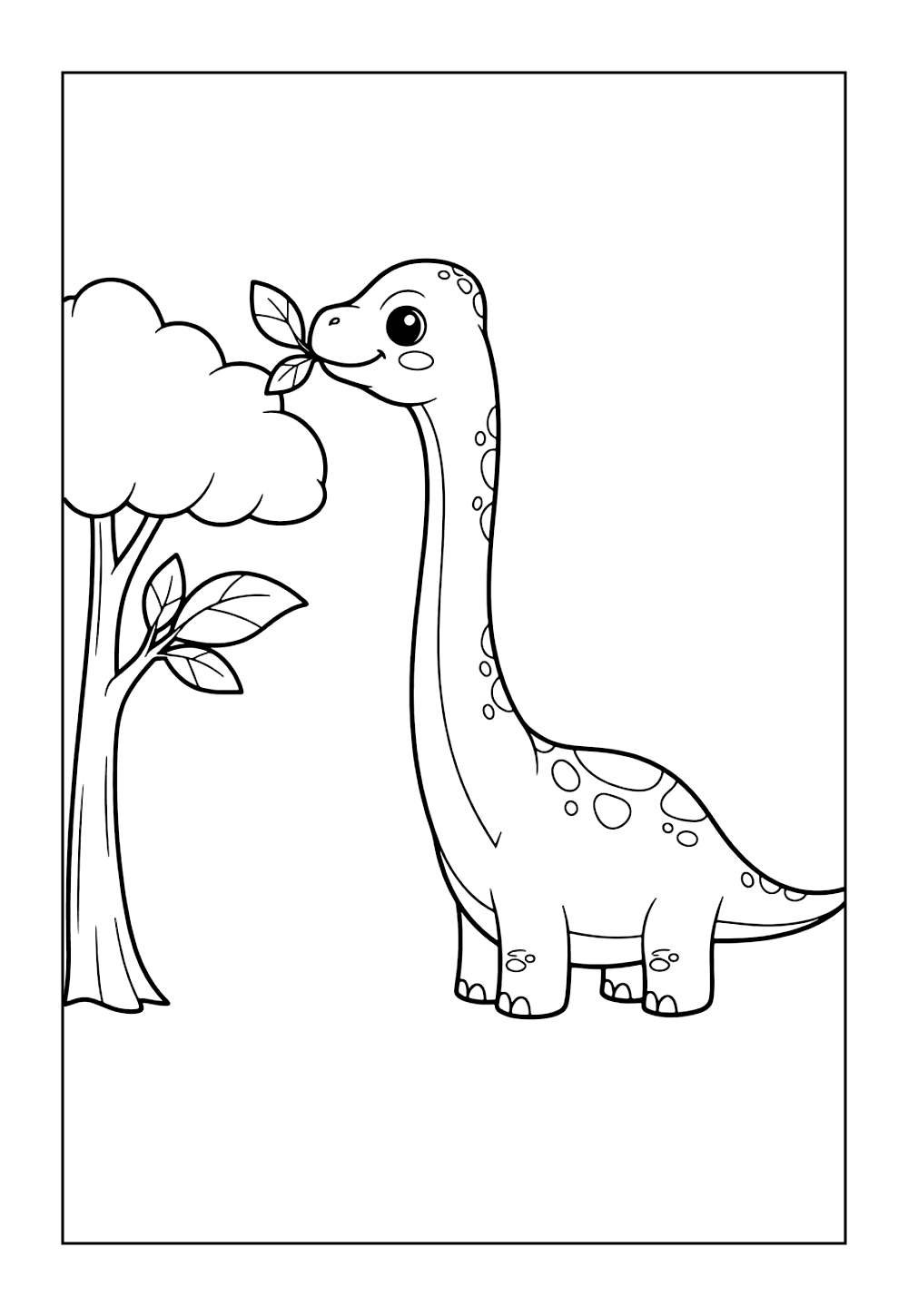 Desenho Fofo do Dinossauro Branquiossauro para imprimir e colorir