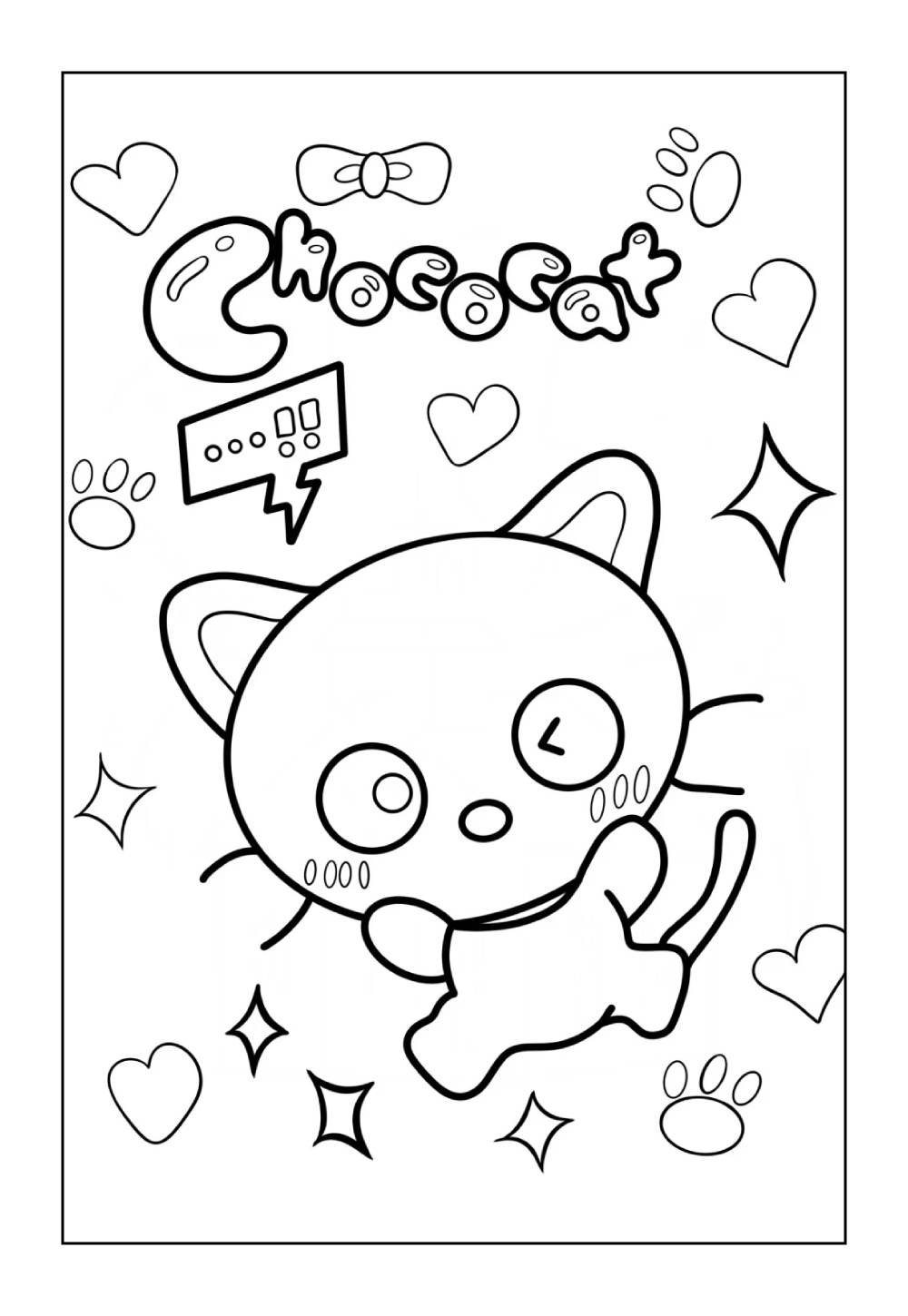 Desenho do Chococat para colorir e pintar