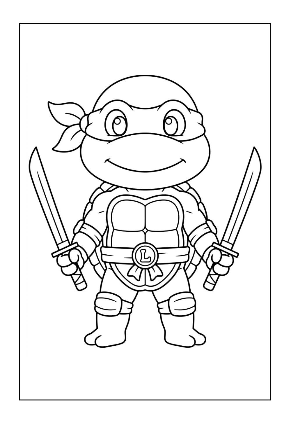 Leonardo das Tartarugas Ninja para colorir e pintar
