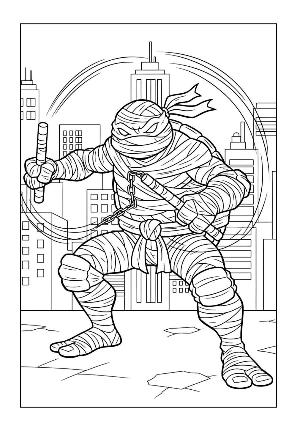 Desenho do Michelangelo das Tartarugas Ninja