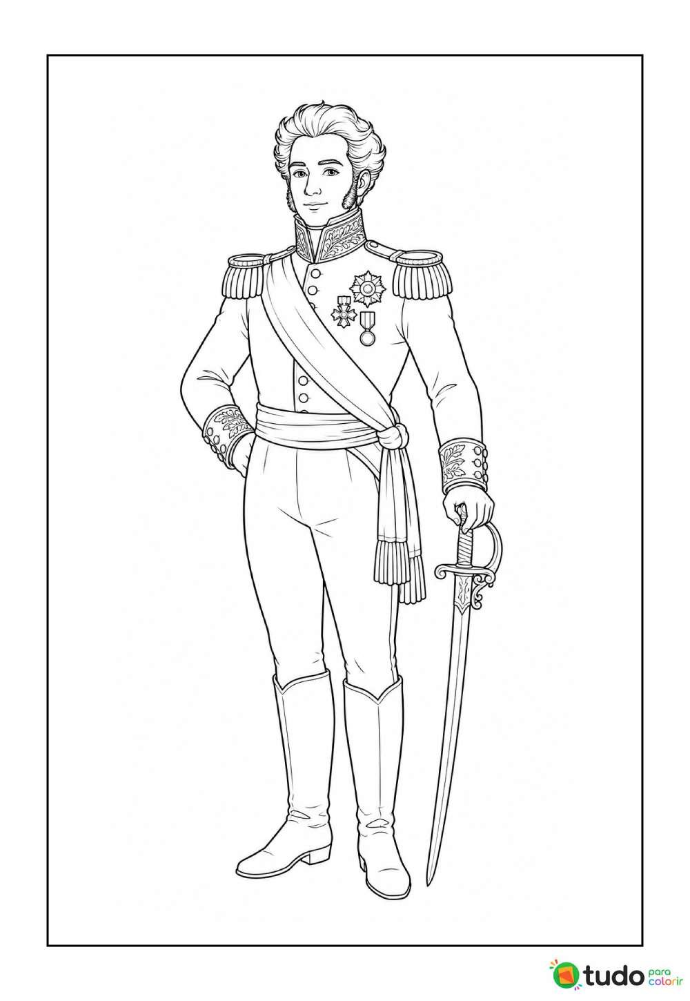 Dom Pedro I para imprimir e colorir