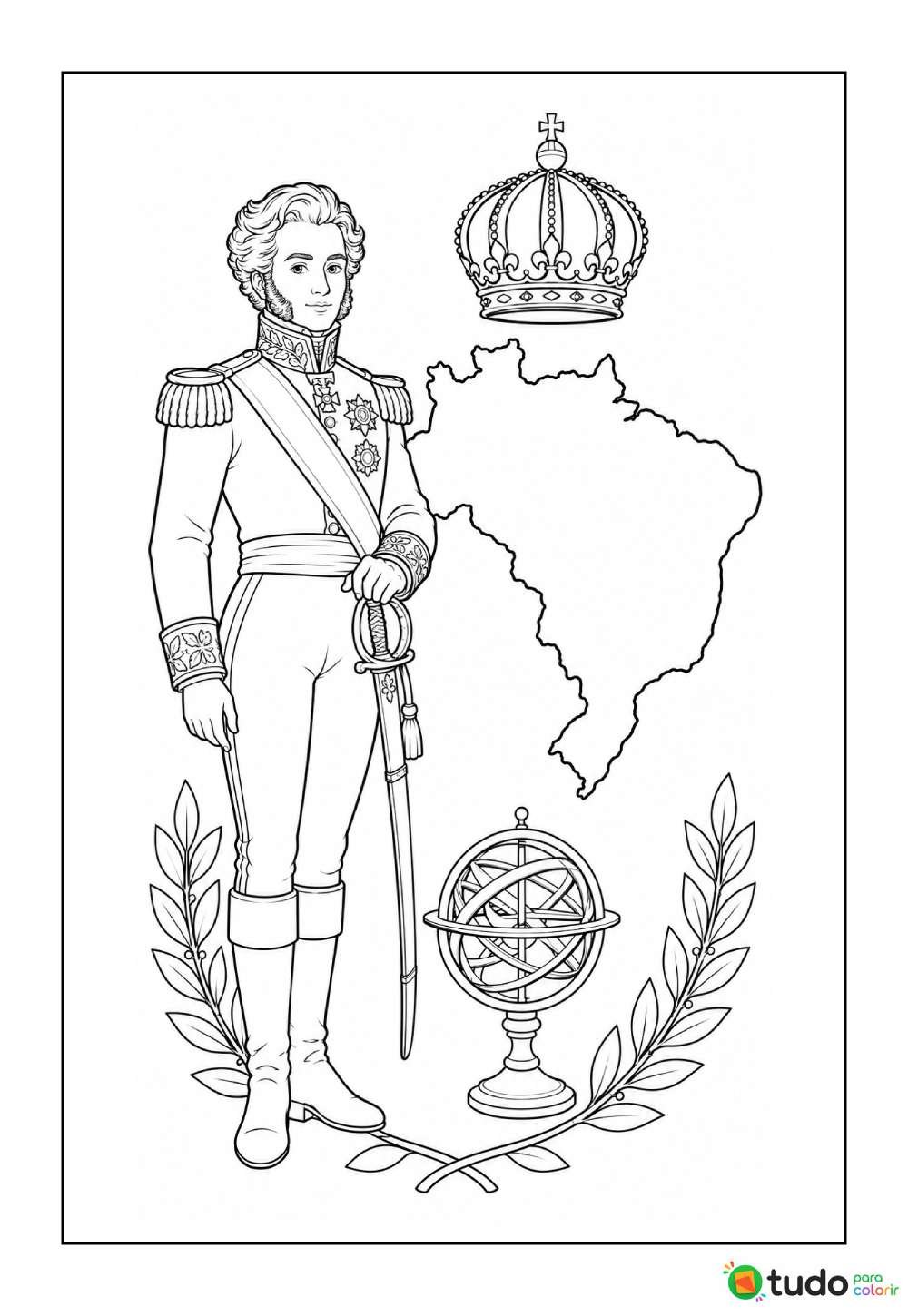 Desenhos do Dom Pedro Primeiro para colorir