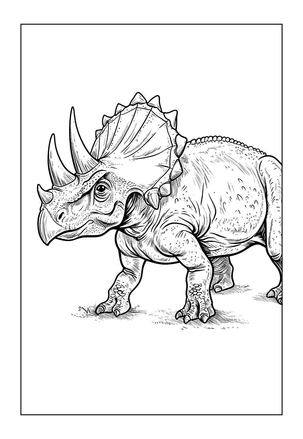 Desenho de Triceratops para imprimir e colorir