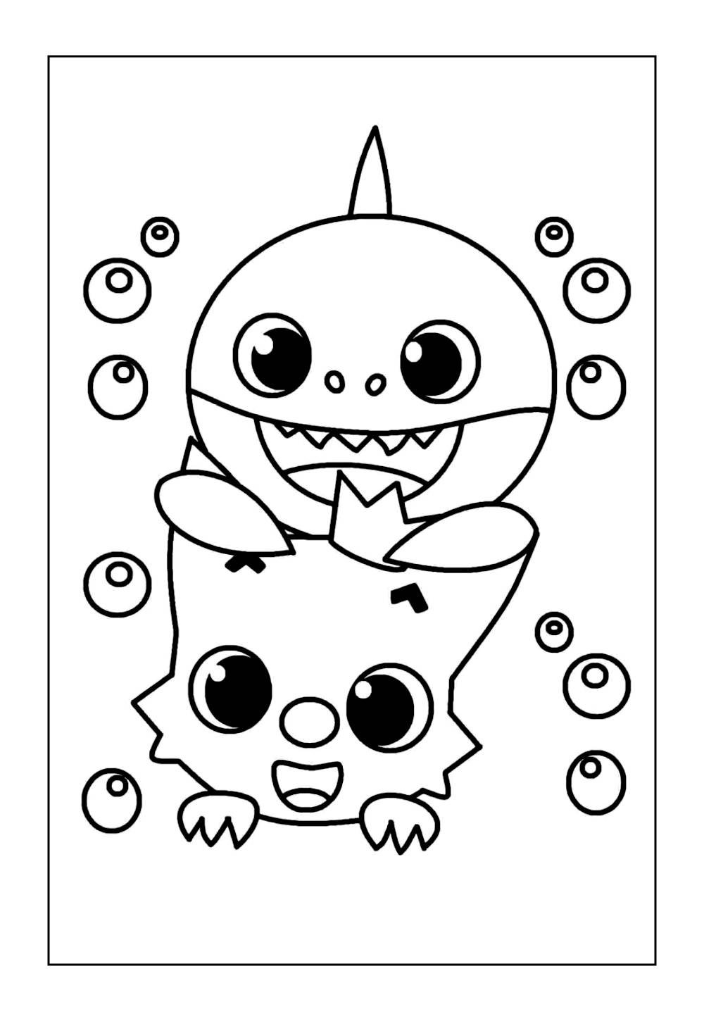 Desenho para Imprimir e Colorir do Baby Shark