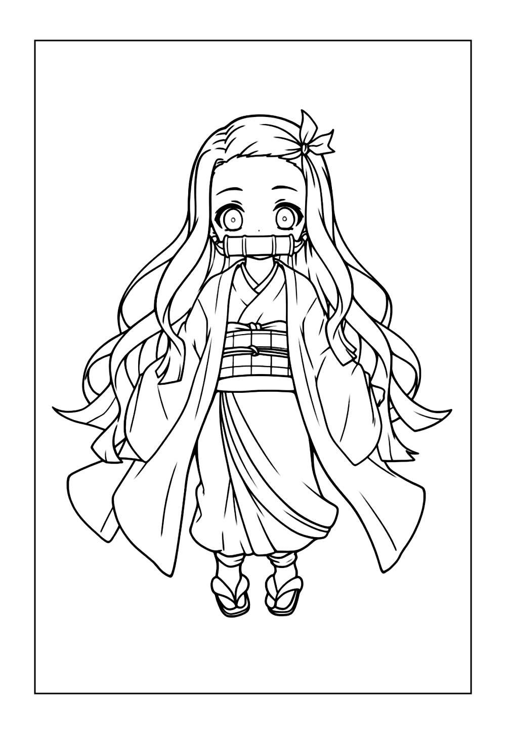 Desenho de Nezuko Kamado para pintar