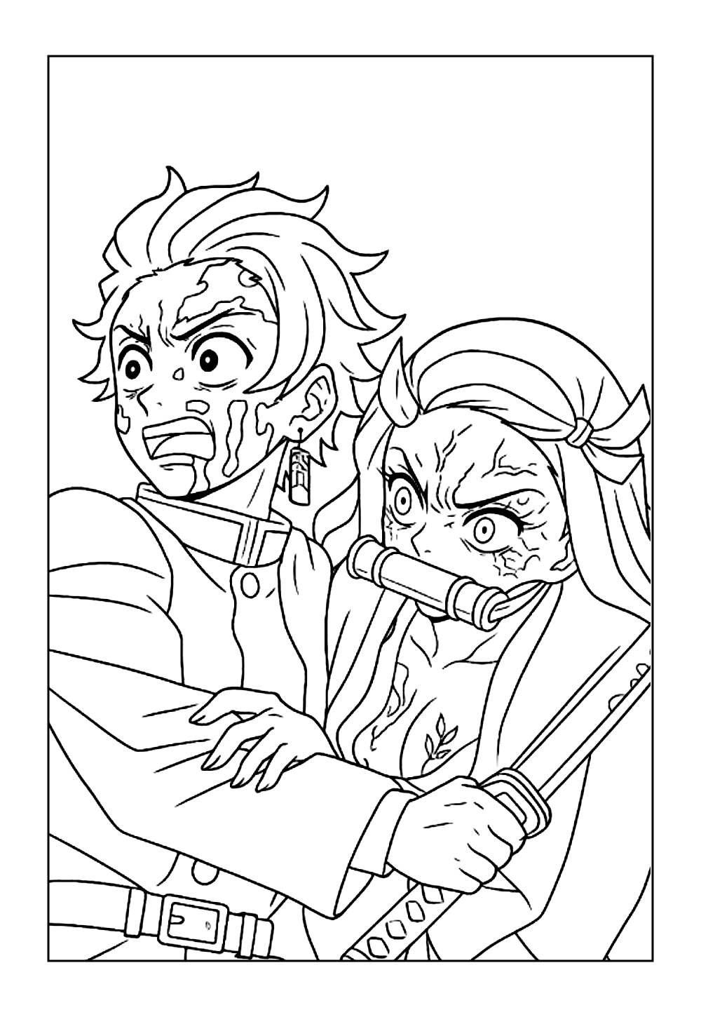 Desenho de Demon Slayer para pintar