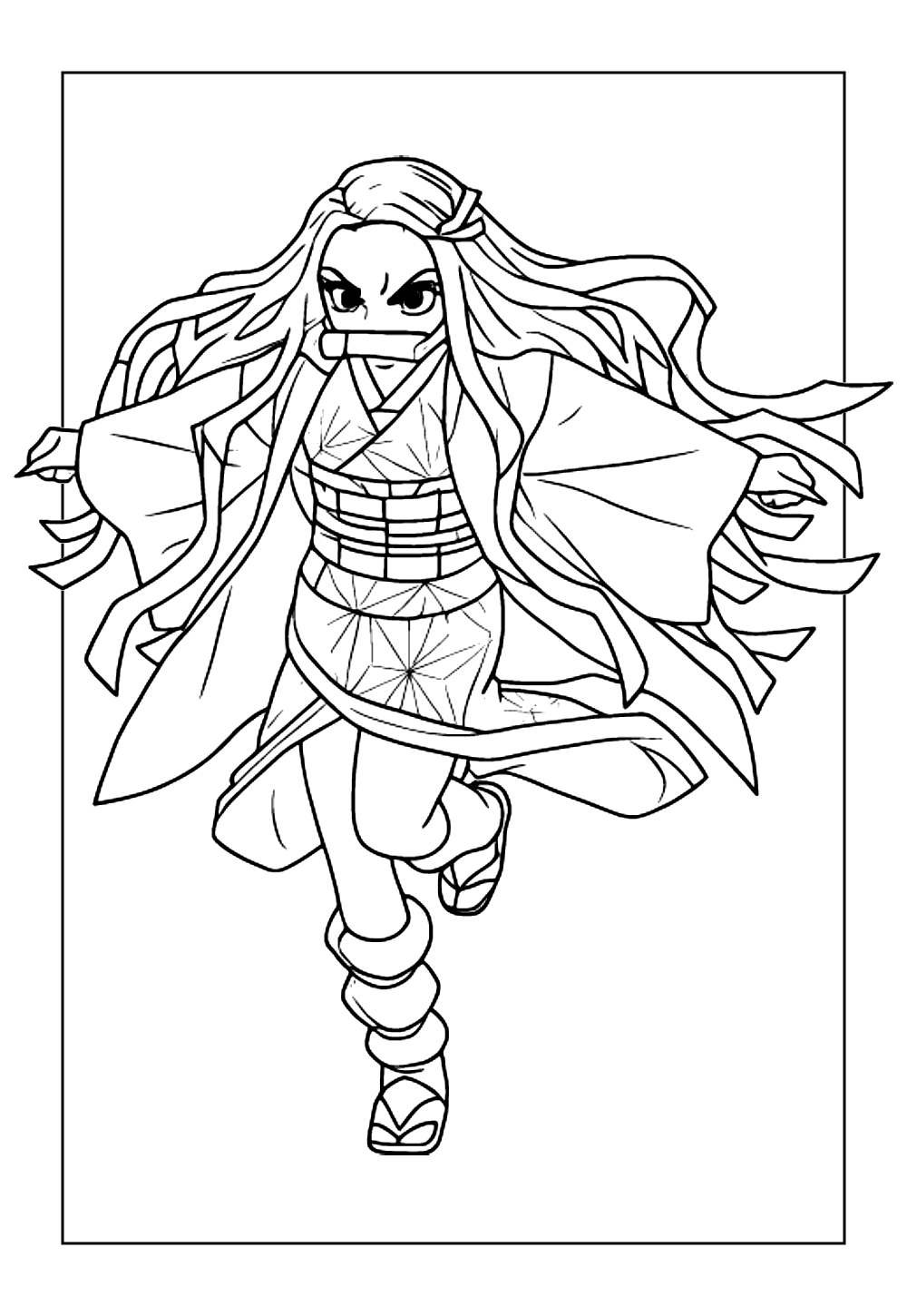 Desenho de Nezuko para pintar