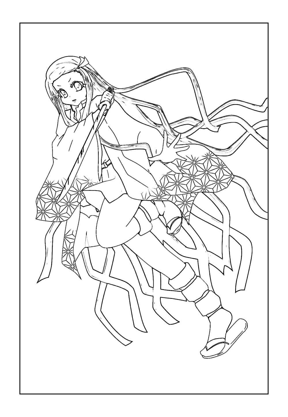 Desenho de Nezuko para colorir e pintar