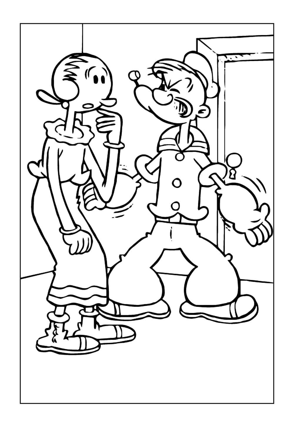 Desenho da Olívia Palito e Popeye para colorir