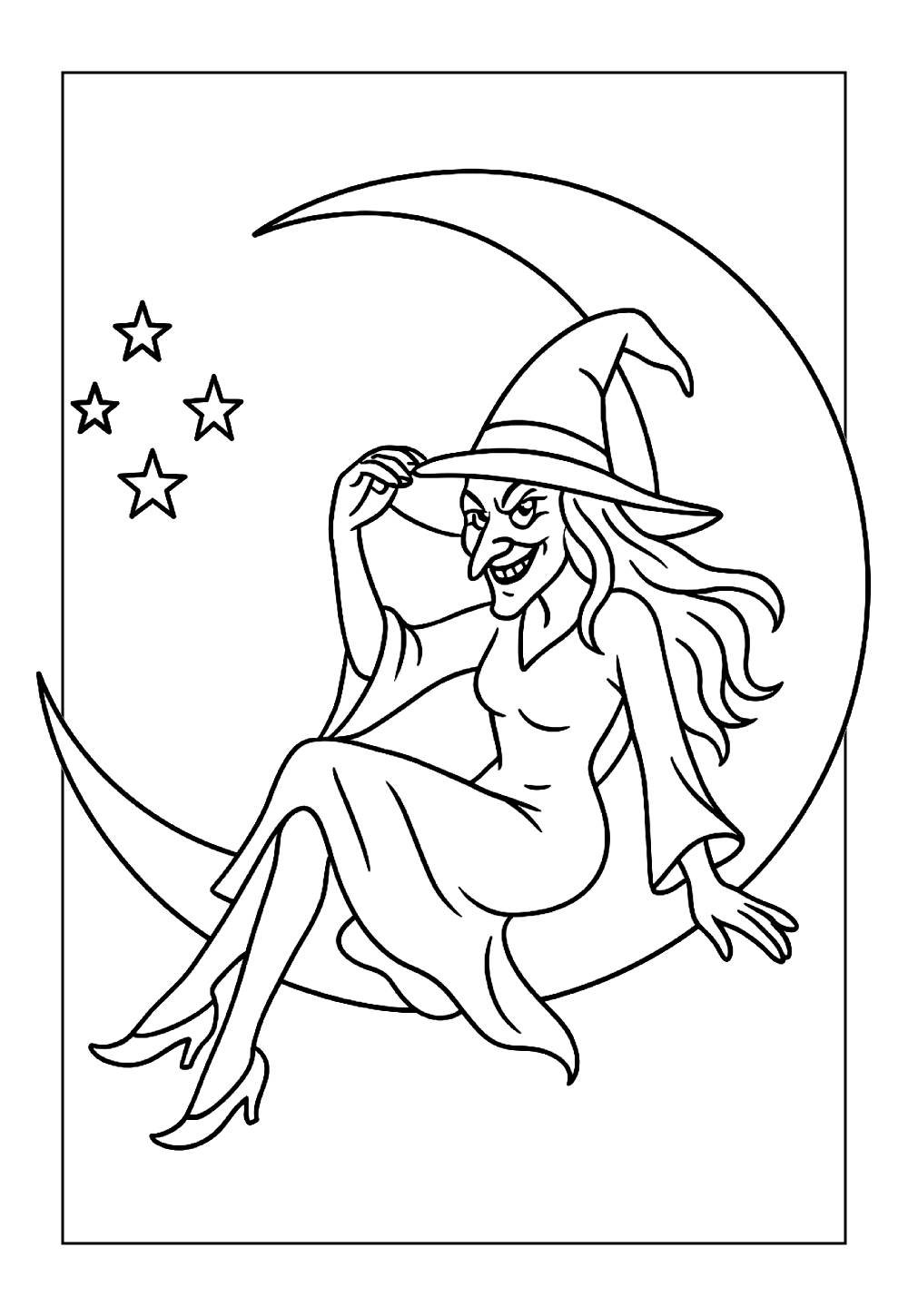 Desenho de Bruxa para pintar