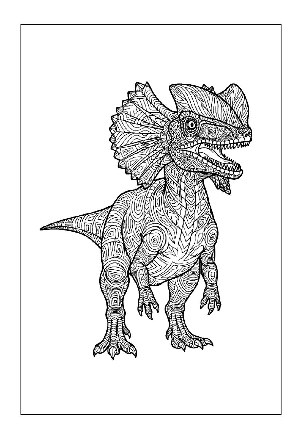 Desenho do Dilofossauro para imprimir e colorir