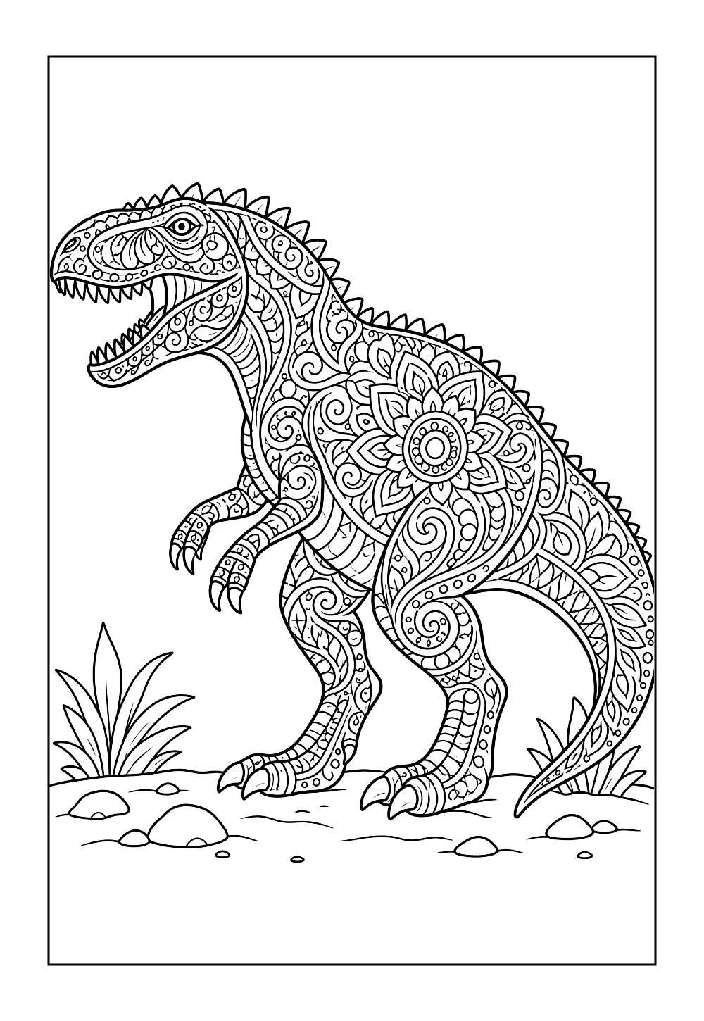Desenho do Giganotossauro para pintar