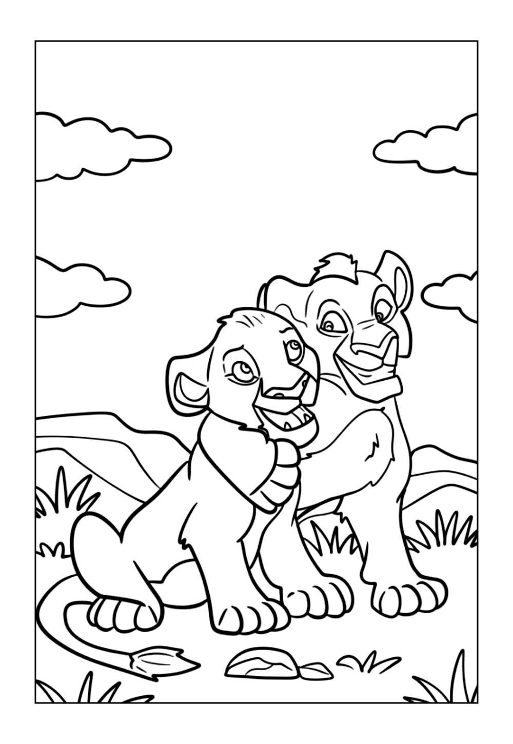 Desenho de Mufasa para colorir e pintar