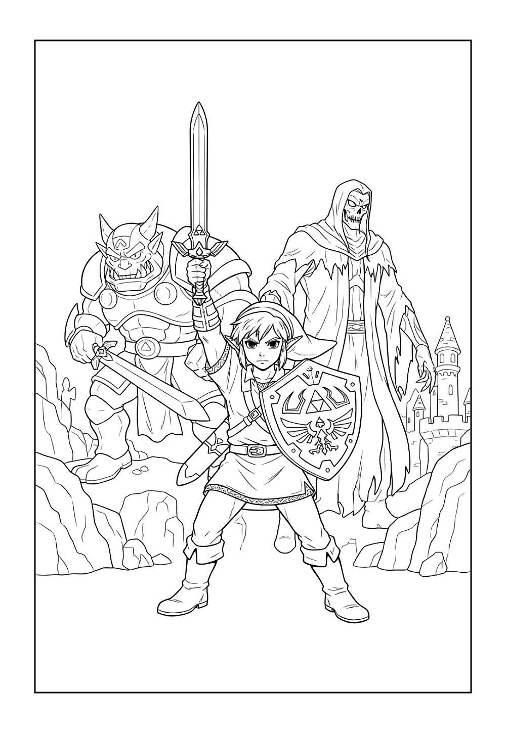 Desenho de Zelda para pintar