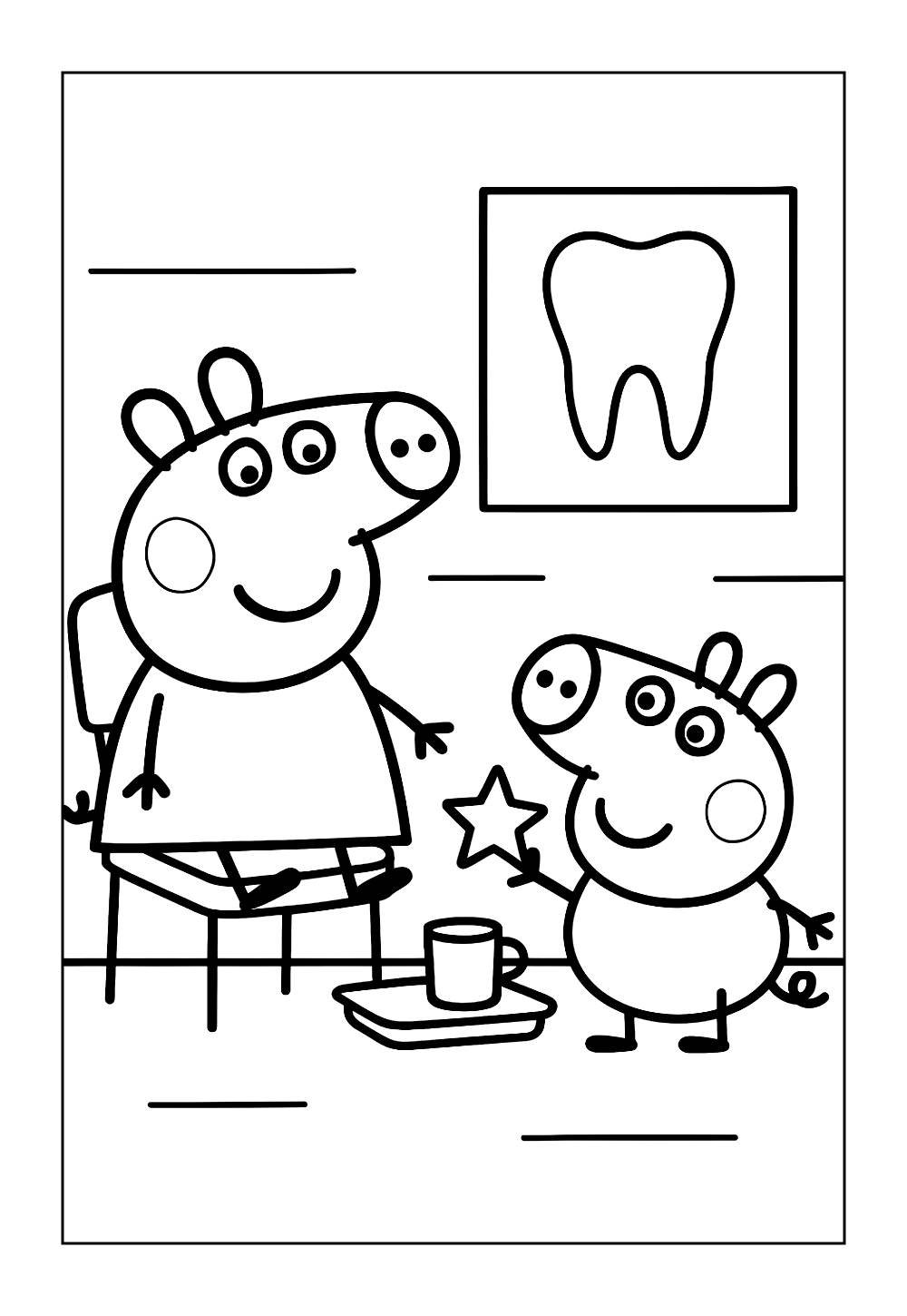 Desenho do George Pig e da Peppa Pig para pintar