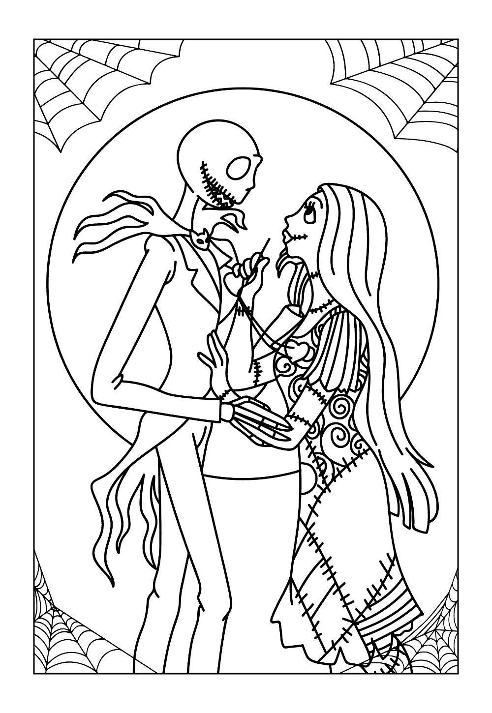 Desenho do Jack Esqueleto para pintar