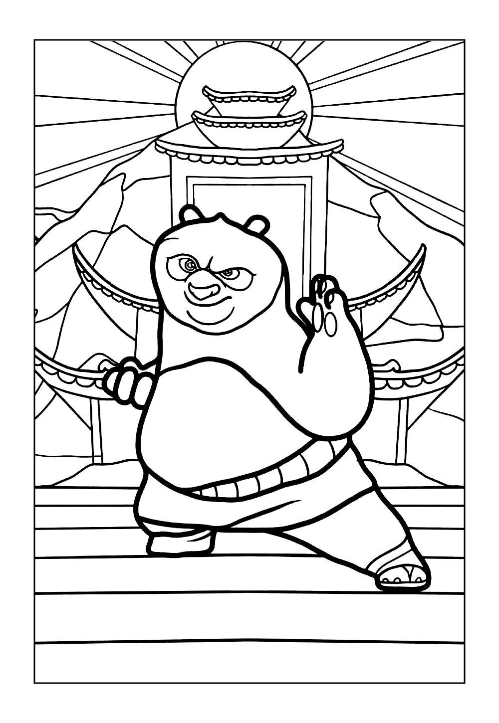 Desenho do Panda Po para pintar