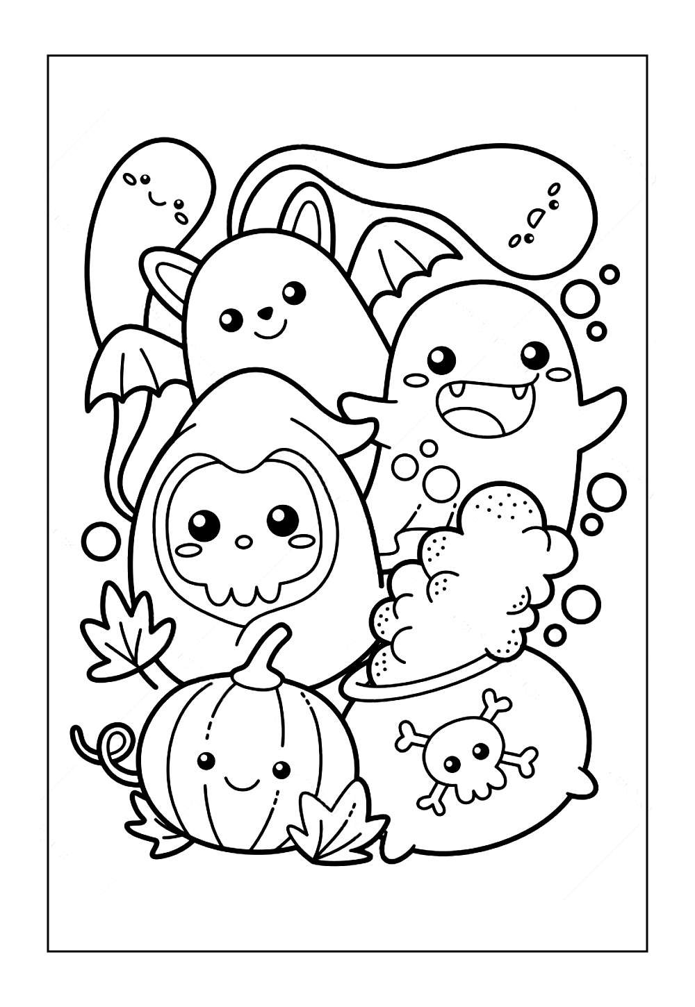 Desenho Fofinho de Halloween para colorir