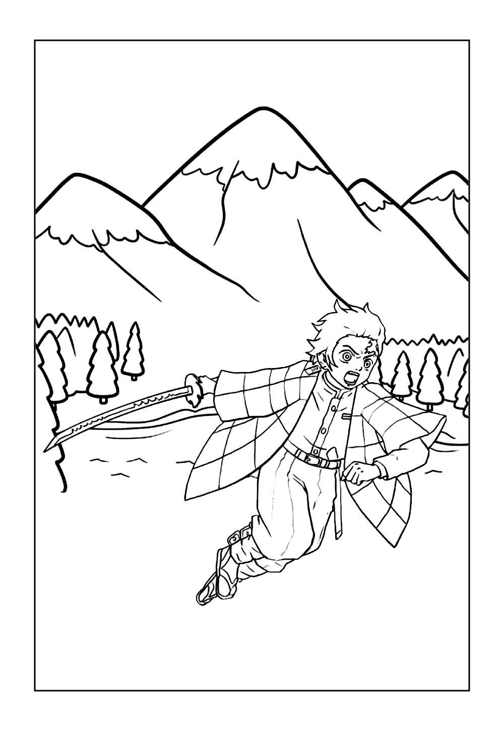 Desenho de Tanjiro Kamado para pintar
